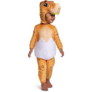 Infant Jurassic World T-Rex Hatchling Costume with Jumpsuit Headpiece & Tail – Baby Dinosaur Halloween Outfit(Brown)