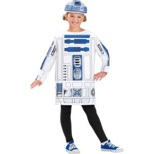 Jazwares Kid’s R2-D2 Costume – Official Star Wars Astromech Droid Outfit w/Printed Tunic & Matching Cap(Extra Small)