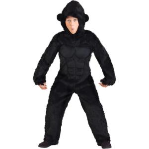 Kids Deluxe Gorilla Halloween Costume | Realistic Ape Suit with Jumpsuit and Headpiece for Dress-Up and Themed Parties