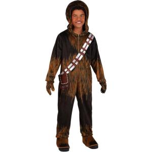 Kids Deluxe Star Wars Chewbacca Costume | Wookiee Hooded Jumpsuit, Attached Gloves, Shoe Covers, Bandolier