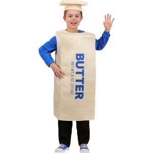 Kid’s Stick of Butter Food Costume | Includes Foam Tunic and Matching Hat for Halloween or Group Dress Up Fun