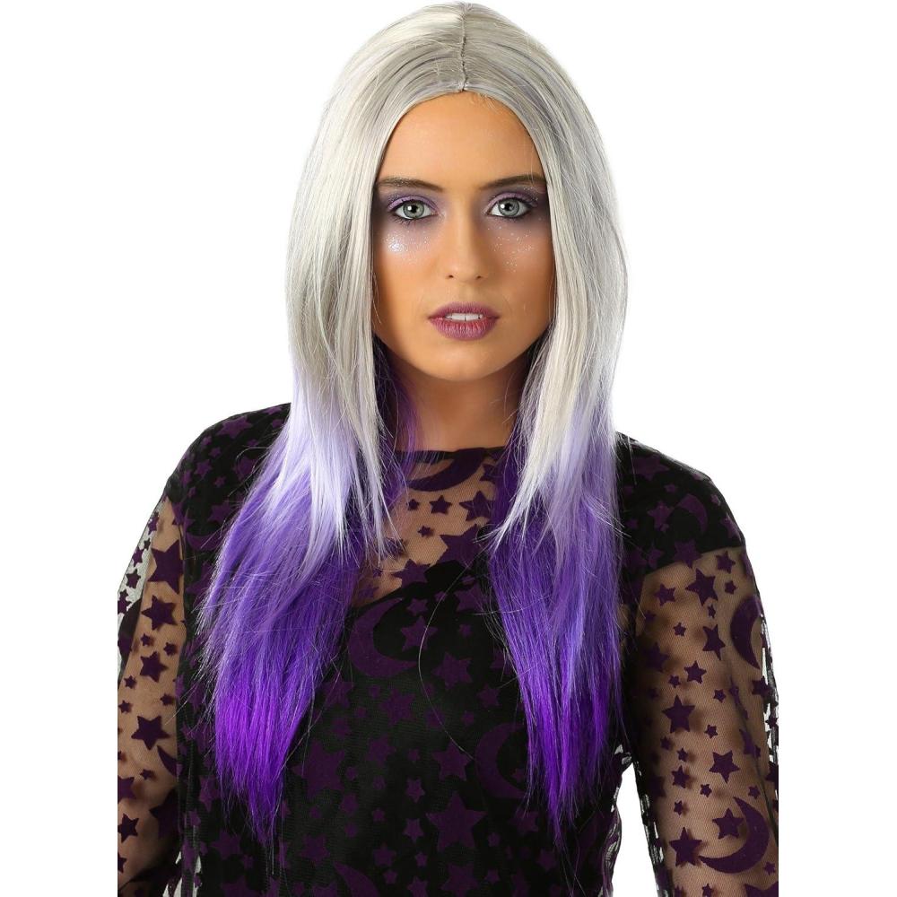 image:imageFun Costumes Womens Purple amp Silver Grey Ombre Long Haired Wig  Synthetic Straight Hair Wigs for Parties amp Halloween STStandard