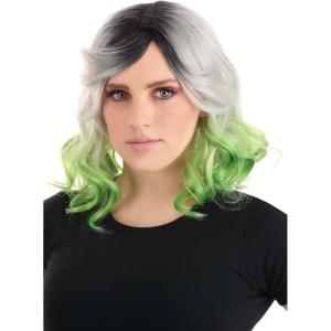 Women’s Gray & Green Ombre Wig – Shoulder Length Wavy Bob Style Ombre Costume Wig, Movie Character Cosplay Wig ST(Standard)