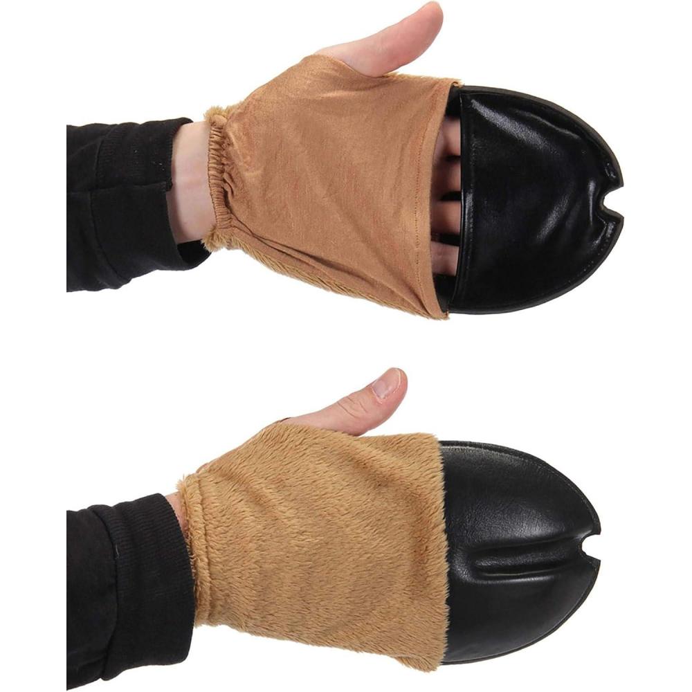 image:imageDeer Costume Brown Front Hooves  Polyester and Spandex Hoof Gloves with Mitten Flap