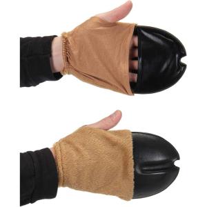 Deer Costume Brown Front Hooves – Polyester and Spandex Hoof Gloves with Mitten Flap