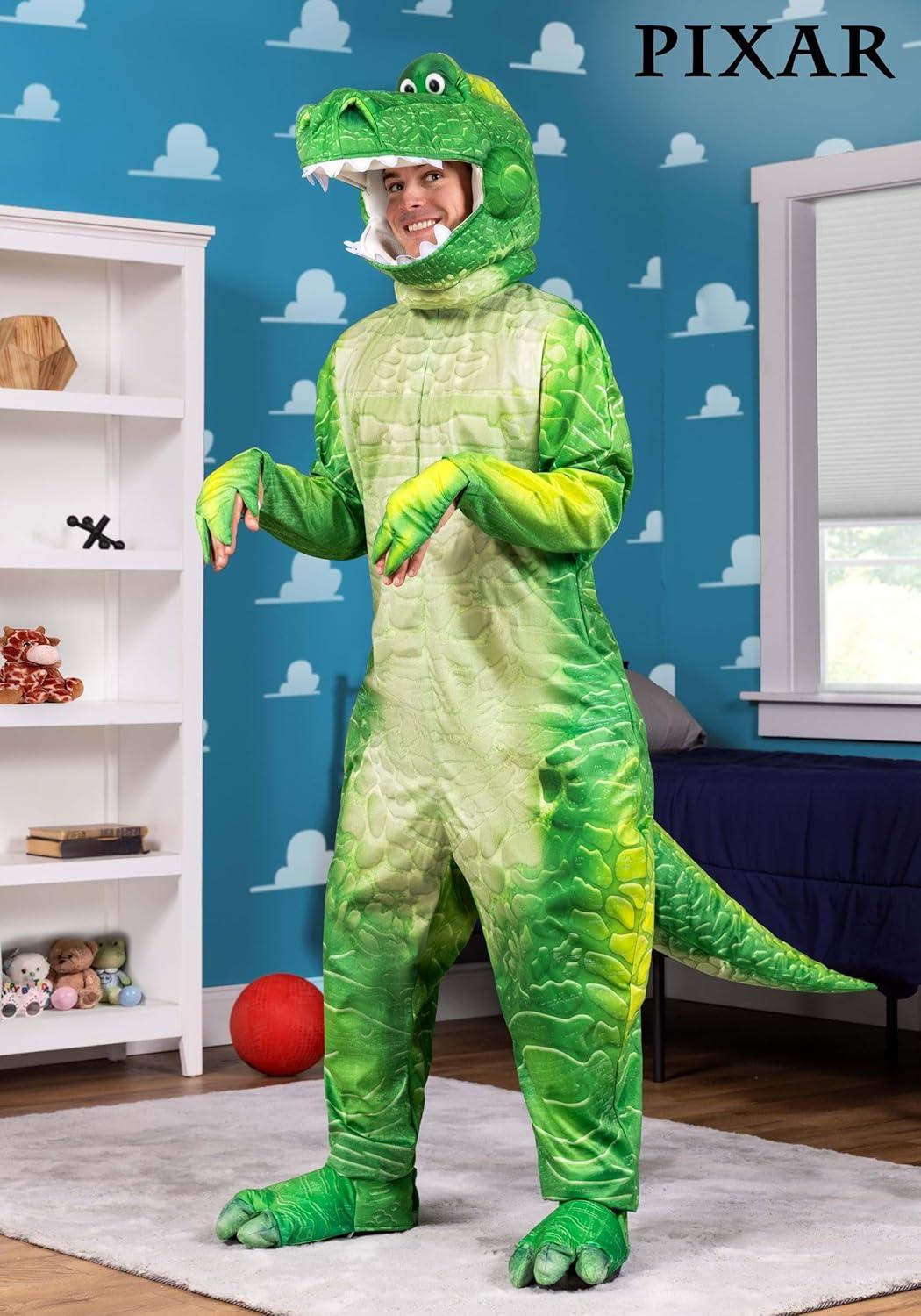 image:imageDeluxe Toy Story Rex Costume for Adults Toy Story Rex Cosplay Green Dinosaur Jumpsuit for Halloween