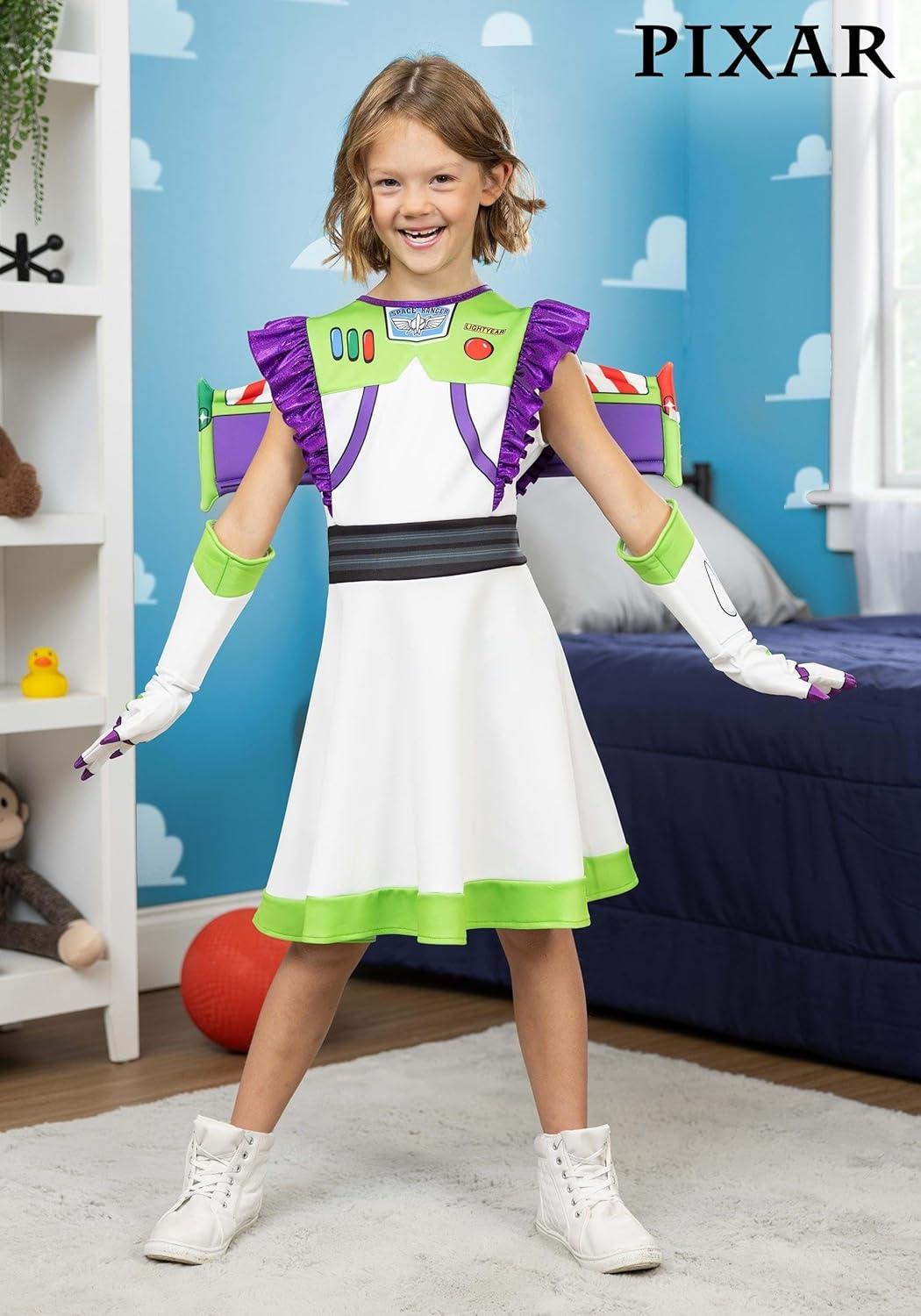 image:imageGirls Pixar Toy Story Buzz Lightyear Costume Officially Licensed Dress with Gloves and Wings for Halloween
