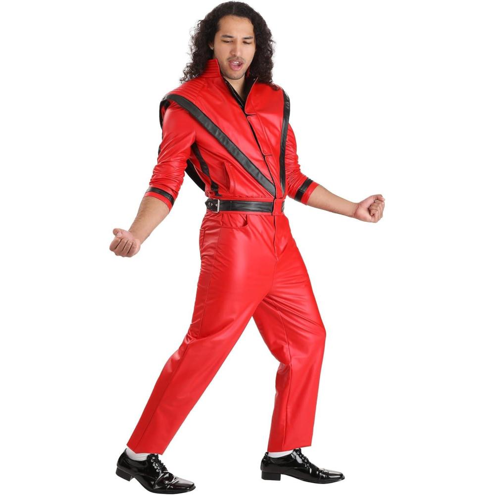 image:imageAdult Premium Thriller Michael Jackson Costume Mens Red amp Black King of Pop Retro 1980s