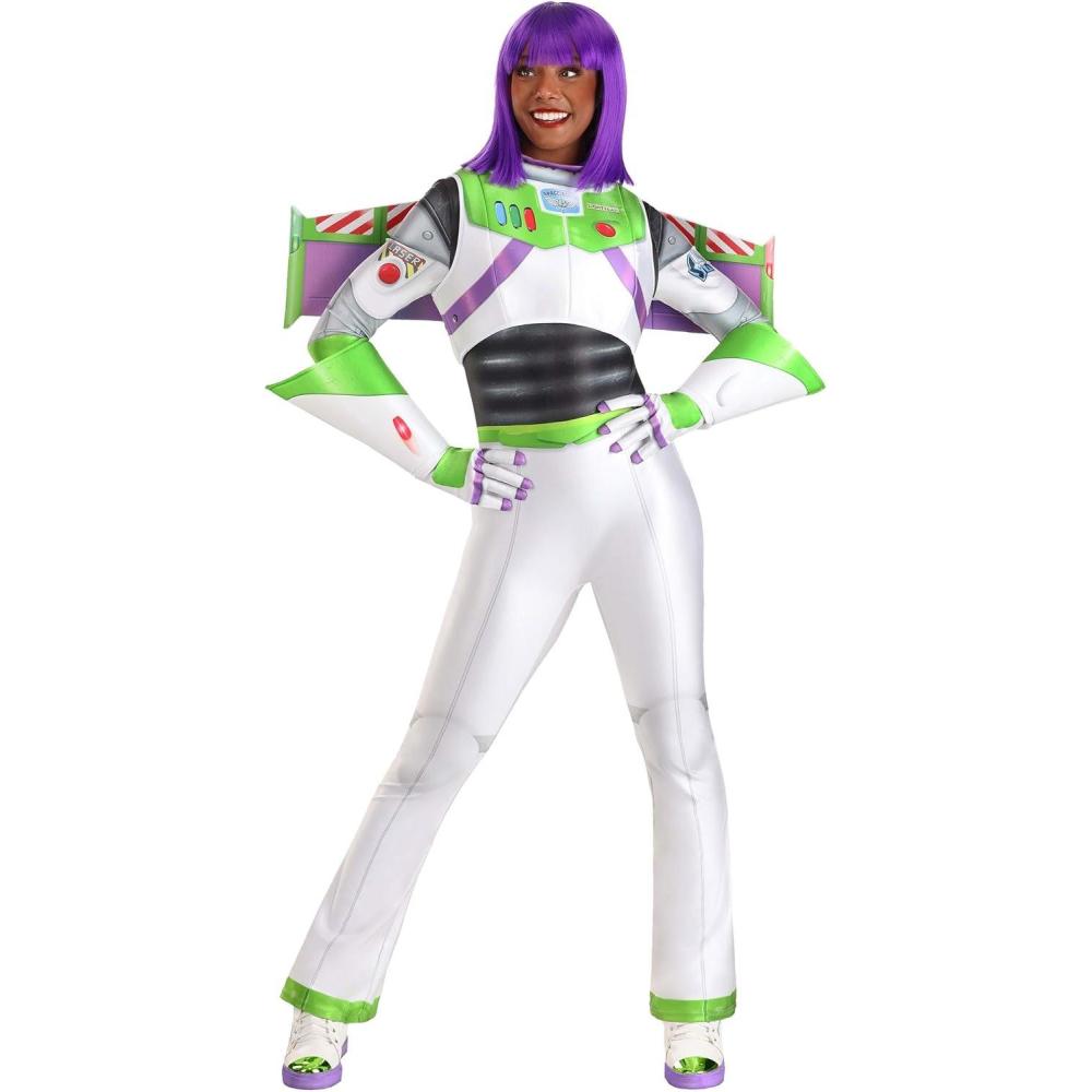 image:imageDisney amp Pixar Womens Buzz Lightyear Costume for Adults Jumpsuit Wings Gloves Officially Licensed