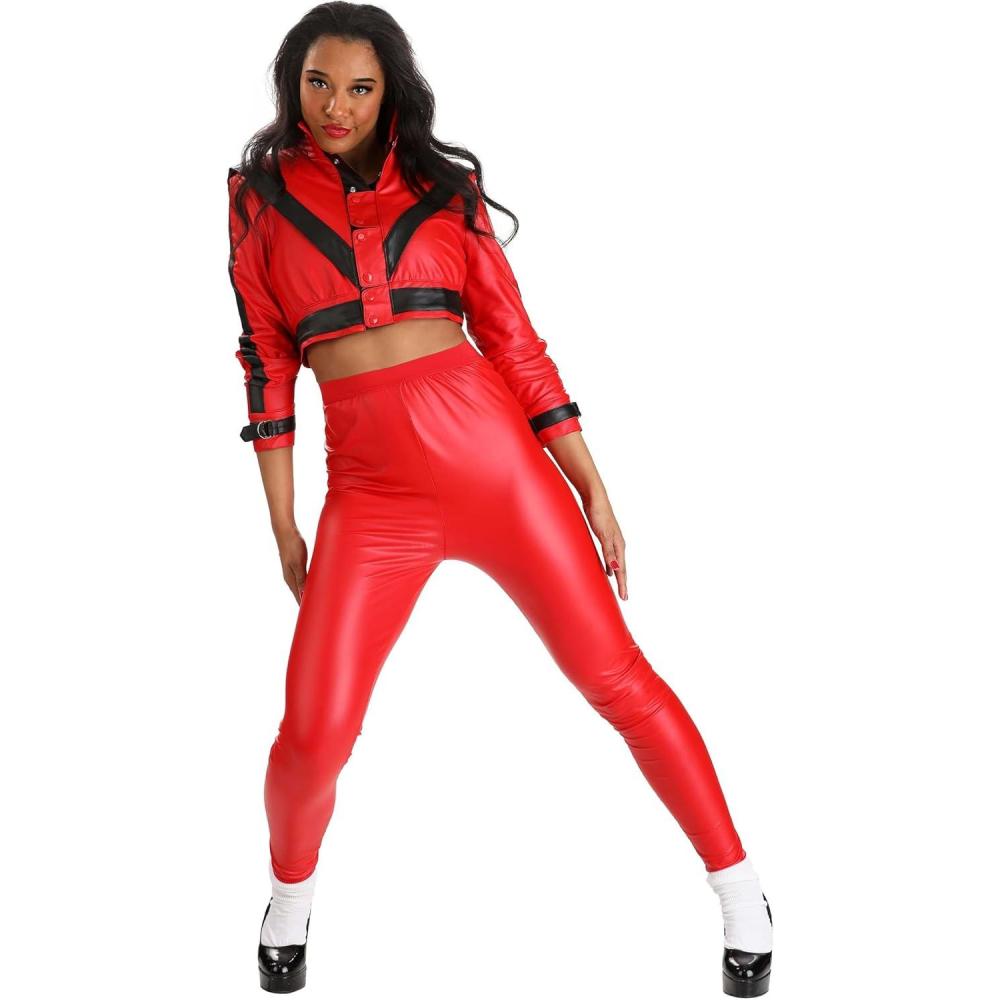 image:imageWomens Michael Jackson Thriller Costume  Adult MJ Suit Red and Black Suit King of Pop Celebrity Costumes