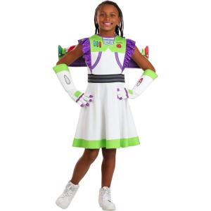 Girl’s Pixar Toy Story Buzz Lightyear Costume | Officially Licensed Dress with Gloves and Wings for Halloween