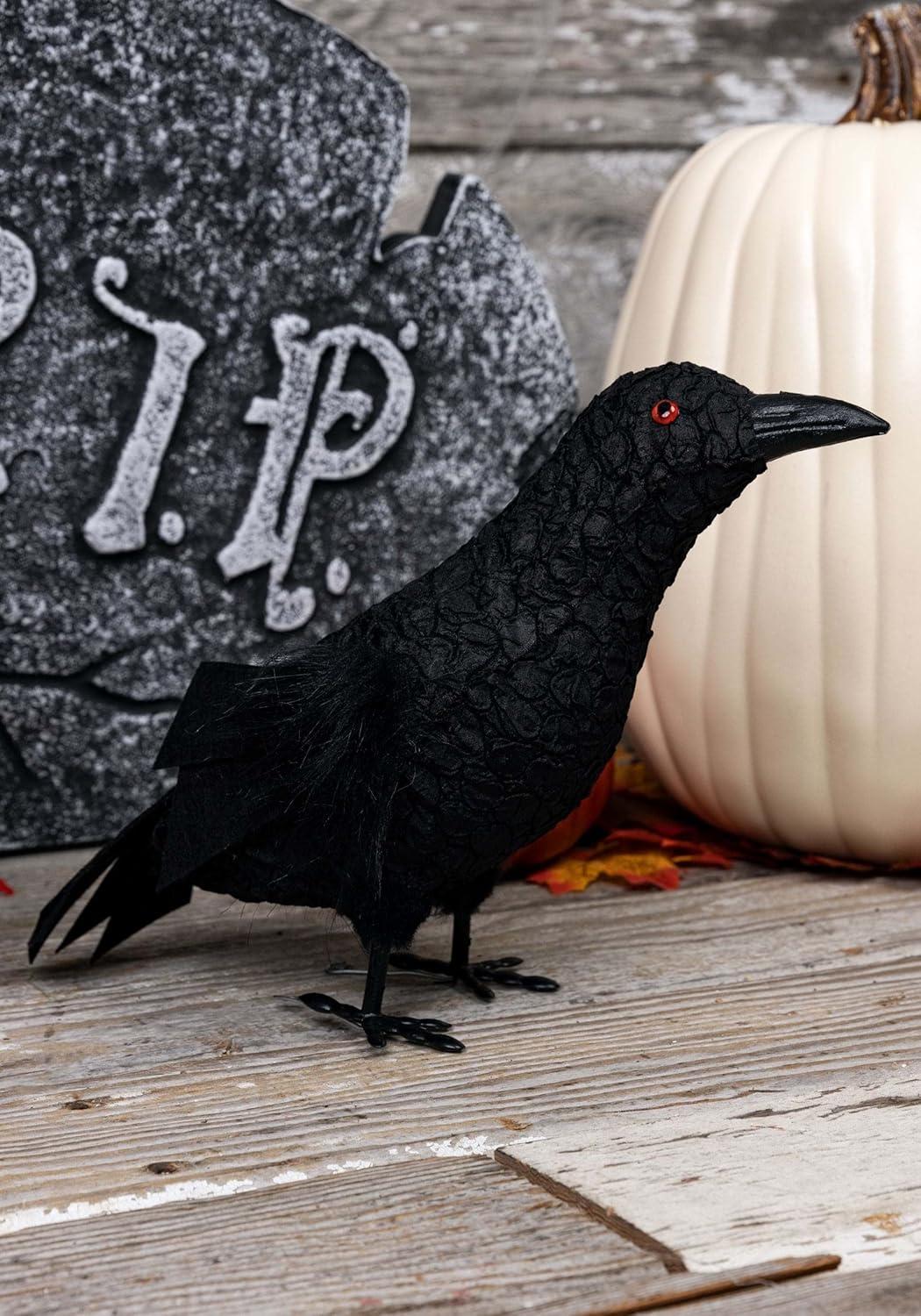 image:imageFun Costumes Realistic Standing Black Feather Crow Indoor Decoration Squawking Party Prop Halloween DisplayStandard