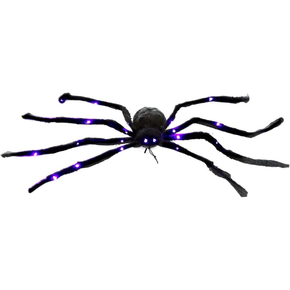 image:imageFun Costumes Giant 375 feet Halloween Spider Decoration Purple LED Light up Hairy Harvestman with Lighted Eyes Battery Operated Realistic Scary Fake Spider for Yard  Standard  BlackStandard