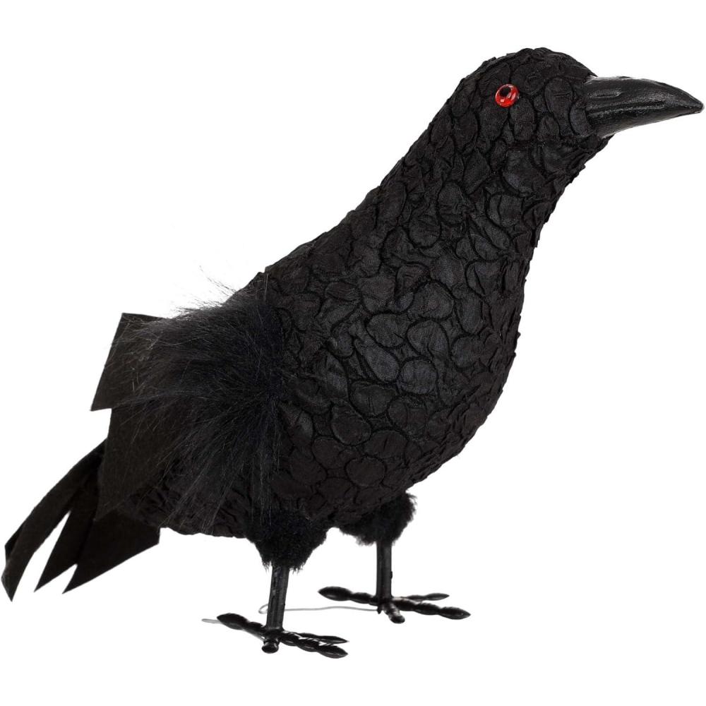 image:imageFun Costumes Realistic Standing Black Feather Crow Indoor Decoration Squawking Party Prop Halloween DisplayStandard