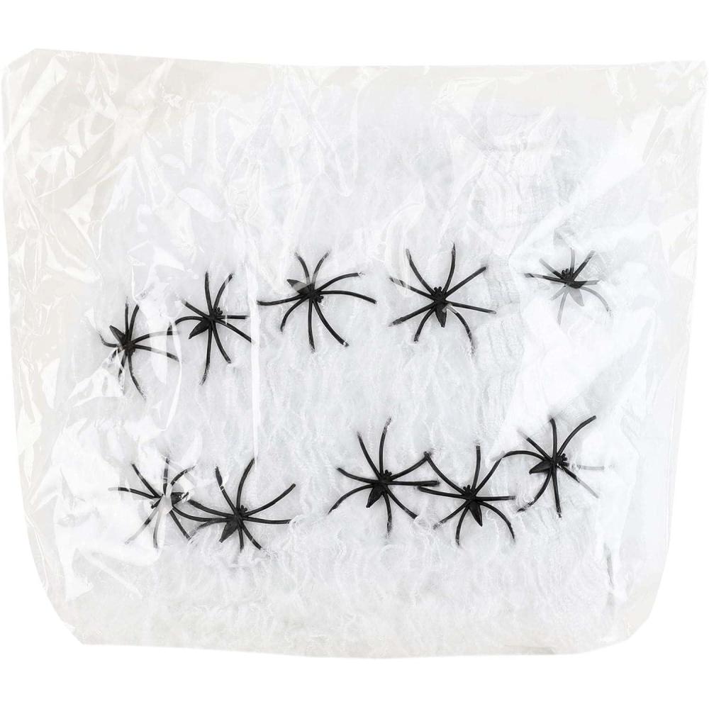 image:imageFun Costumes White Spider Web Decoration  Halloween Decor Includes Plastic Spiders amp 800 Sq Ft CoverageStandard