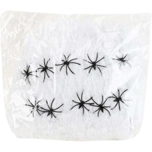 Fun Costumes White Spider Web Decoration – Halloween Decor Includes Plastic Spiders & 800 Sq. Ft Coverage(Standard)