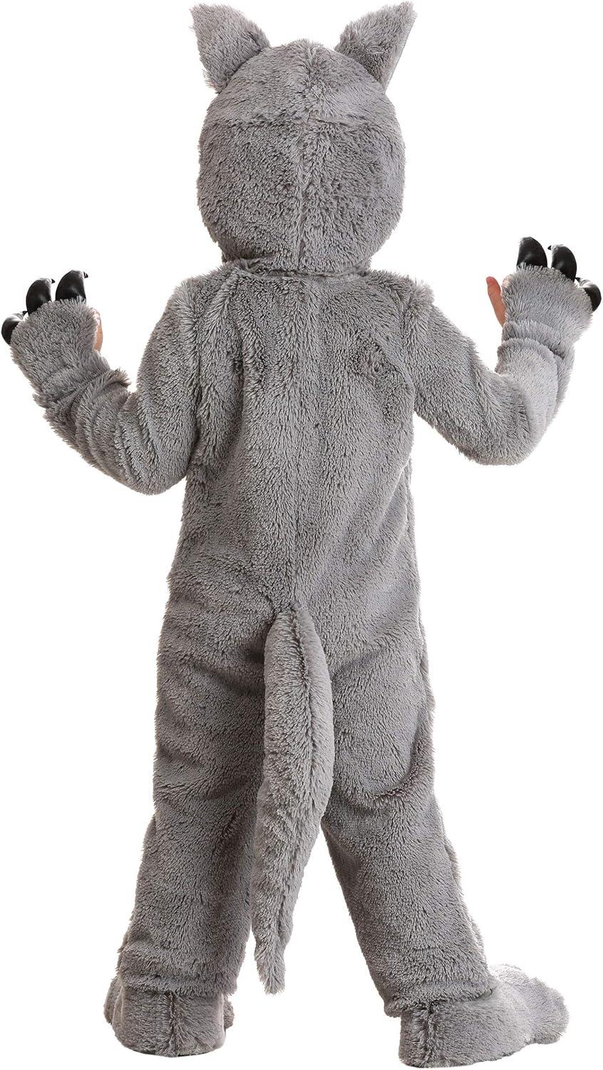 image:imageFurtastic Grey Wolf Costume for Toddlers Plush Jumpsuit with Tail Perfect for Howling Halloween Fun