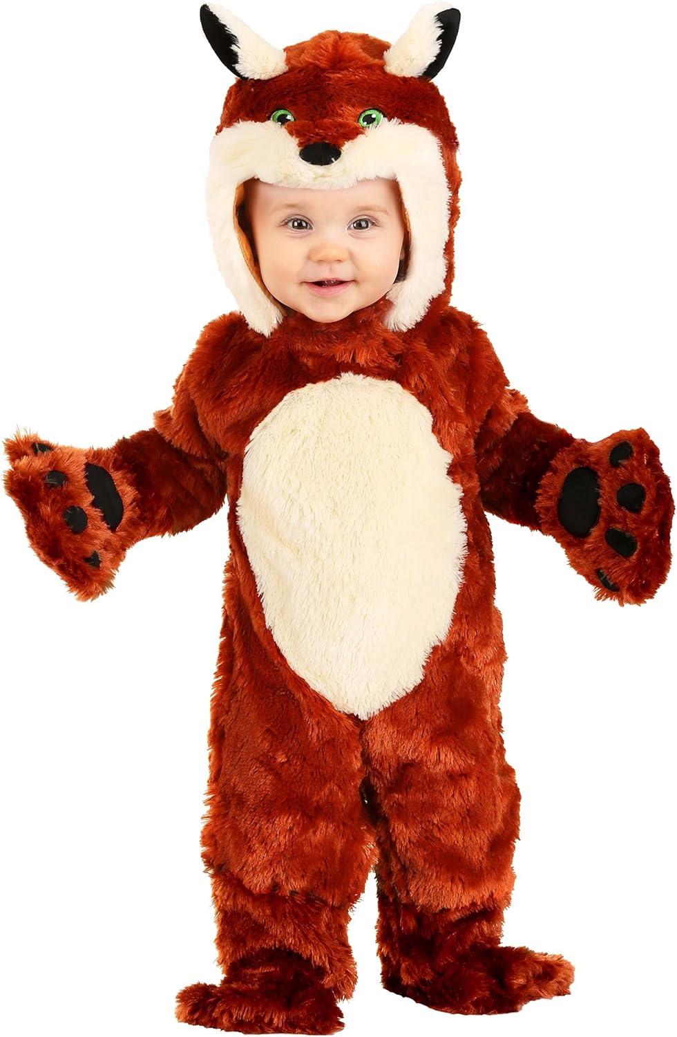 image:imagePlush Fox Infant Costume Jumpsuit with Hood Mitts Foot Covers and Tail
