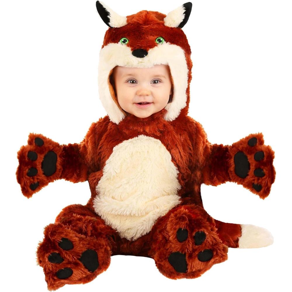 image:imagePlush Fox Infant Costume Jumpsuit with Hood Mitts Foot Covers and Tail