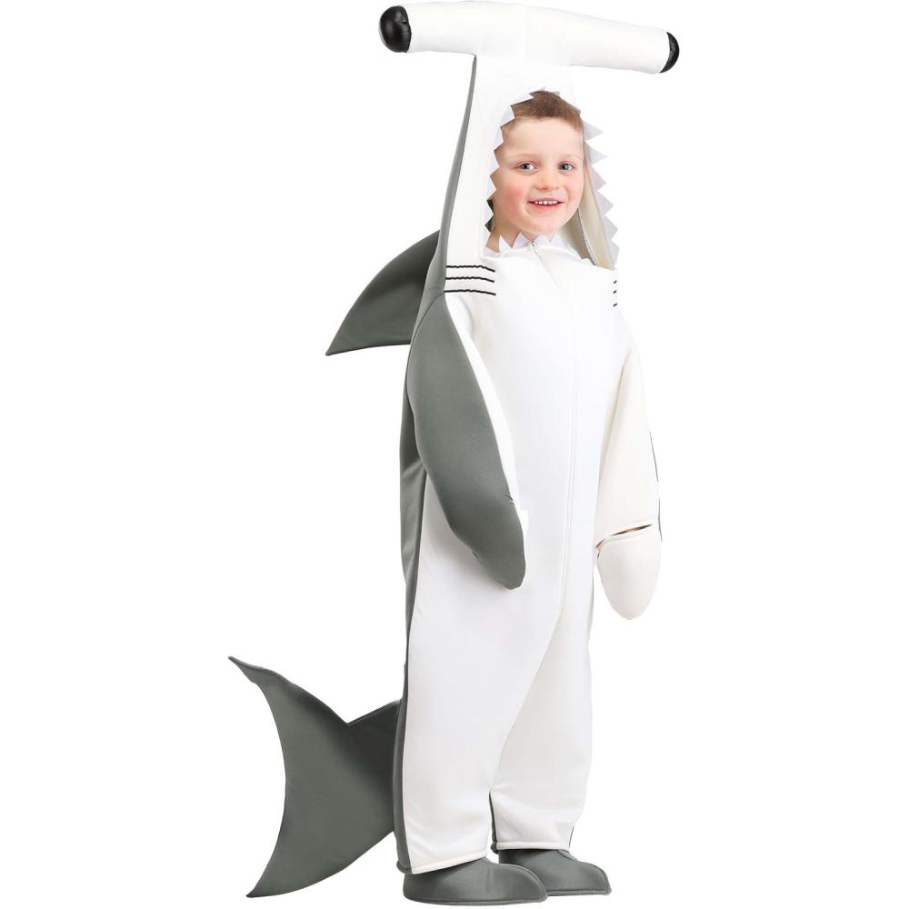 image:imageToddler Hammerhead Shark Sea Animal Costume with Hood and Shoe Covers  Fun and Comfy Halloween Jumpsuit Design