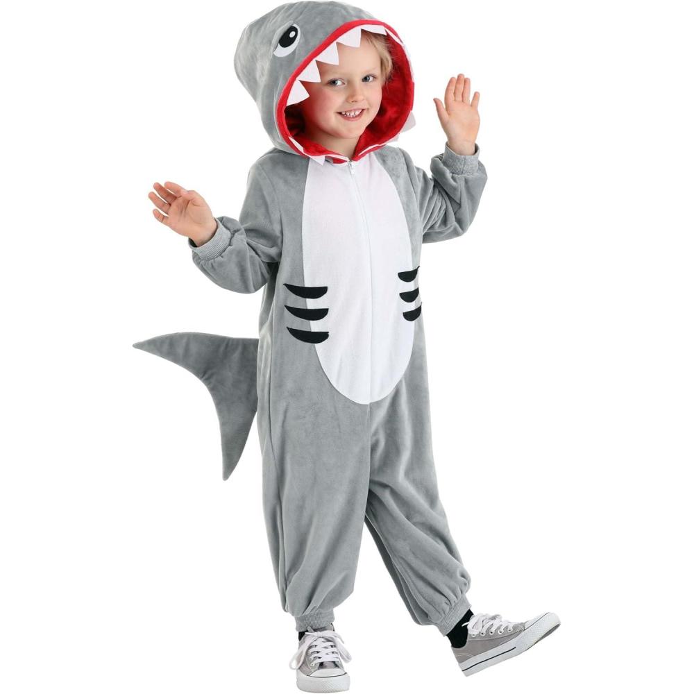 image:imageToddler Shark Costume Onesie for Kids Hooded Jumpsuit amp Fins for Halloween Ocean Theme Events or DressUp