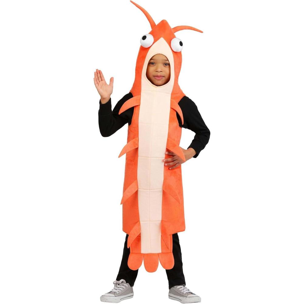 image:imageToddler Shrimp Costume for Kids  Pink Sea Creature Tunic with Antennae and Tail for Halloween or Play Pretend