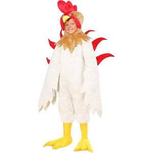 Fun Costumes Kids Rooster/Chicken Costume for Boys – Faux Fur Jumpsuit with Sculpted Headpiece, Tail, and Shoe Covers