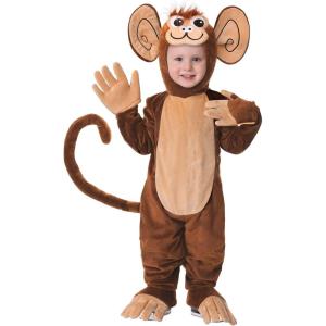Fun Costumes Toddler Funky Monkey Halloween Costume, Baby Dress Up Jumpsuit Outfit With Hood, Boot Covers, And Gloves