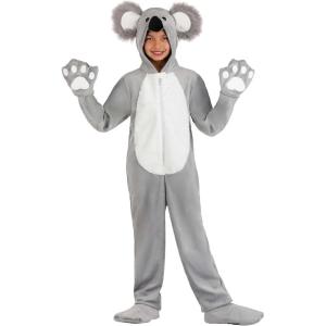 Kids Cuddly Koala Costume | Hooded Animal Jumpsuit and Shoe Covers for Halloween or Dress Up Fun