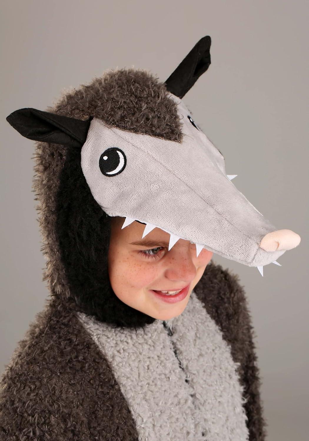 image:imageFuzzy Possum Kids Costume Hooded Jumpsuit and Shoe Covers