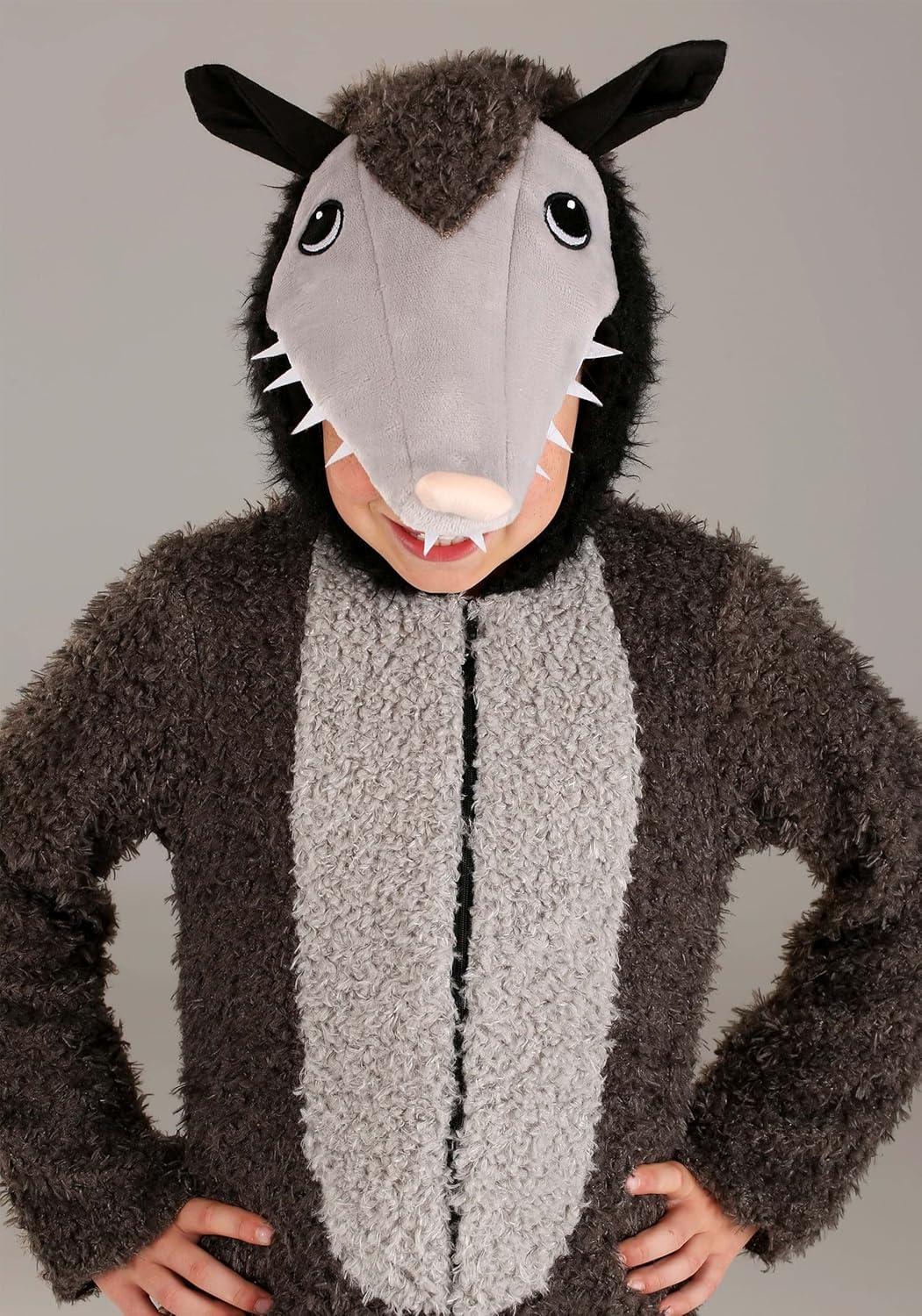 image:imageFuzzy Possum Kids Costume Hooded Jumpsuit and Shoe Covers