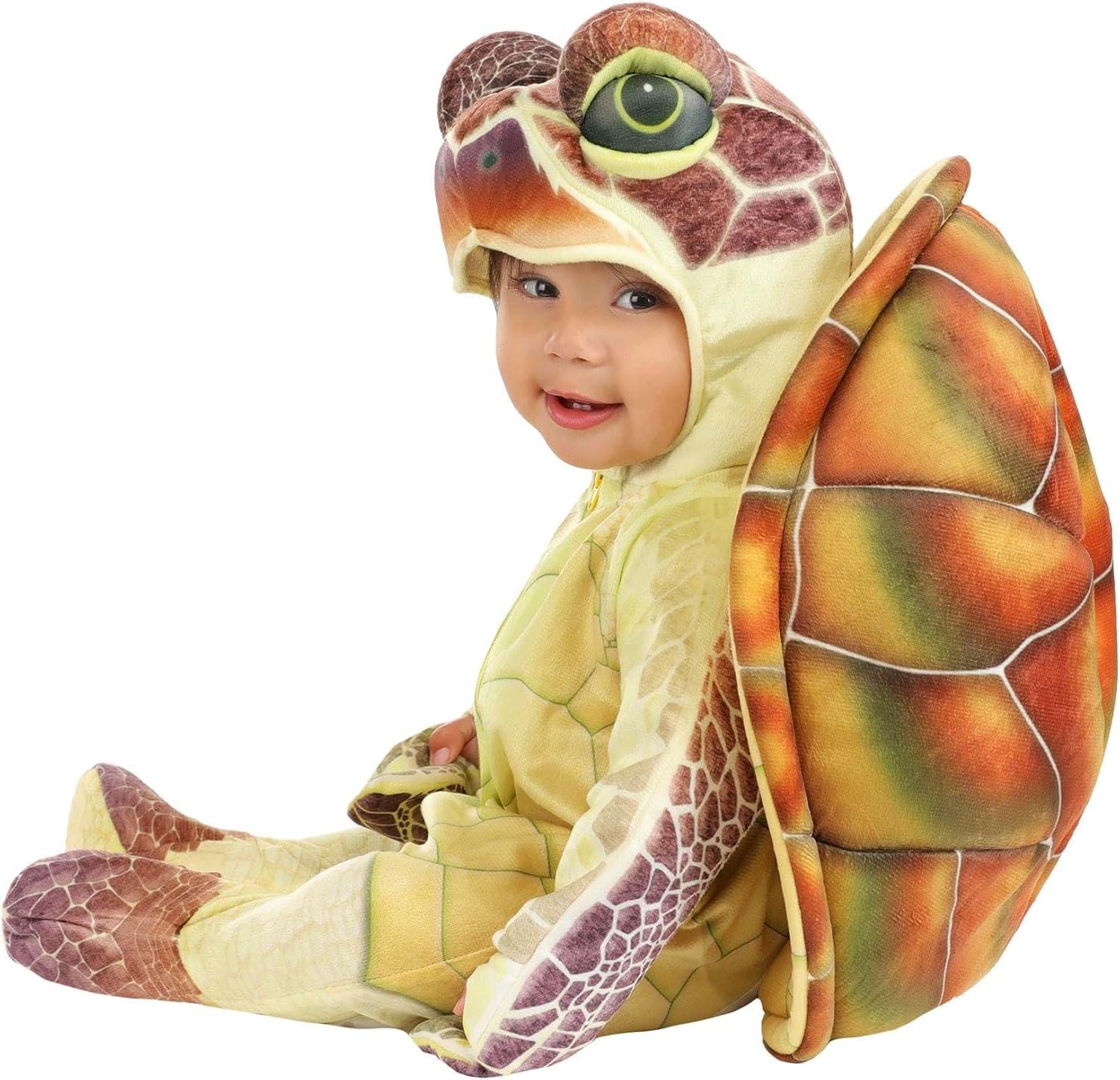 image:imageInfant Sea Turtle Costume with Hooded Jumpsuit Mitts Shoe Covers and Shell for Halloween and Play Pretend Dress Up