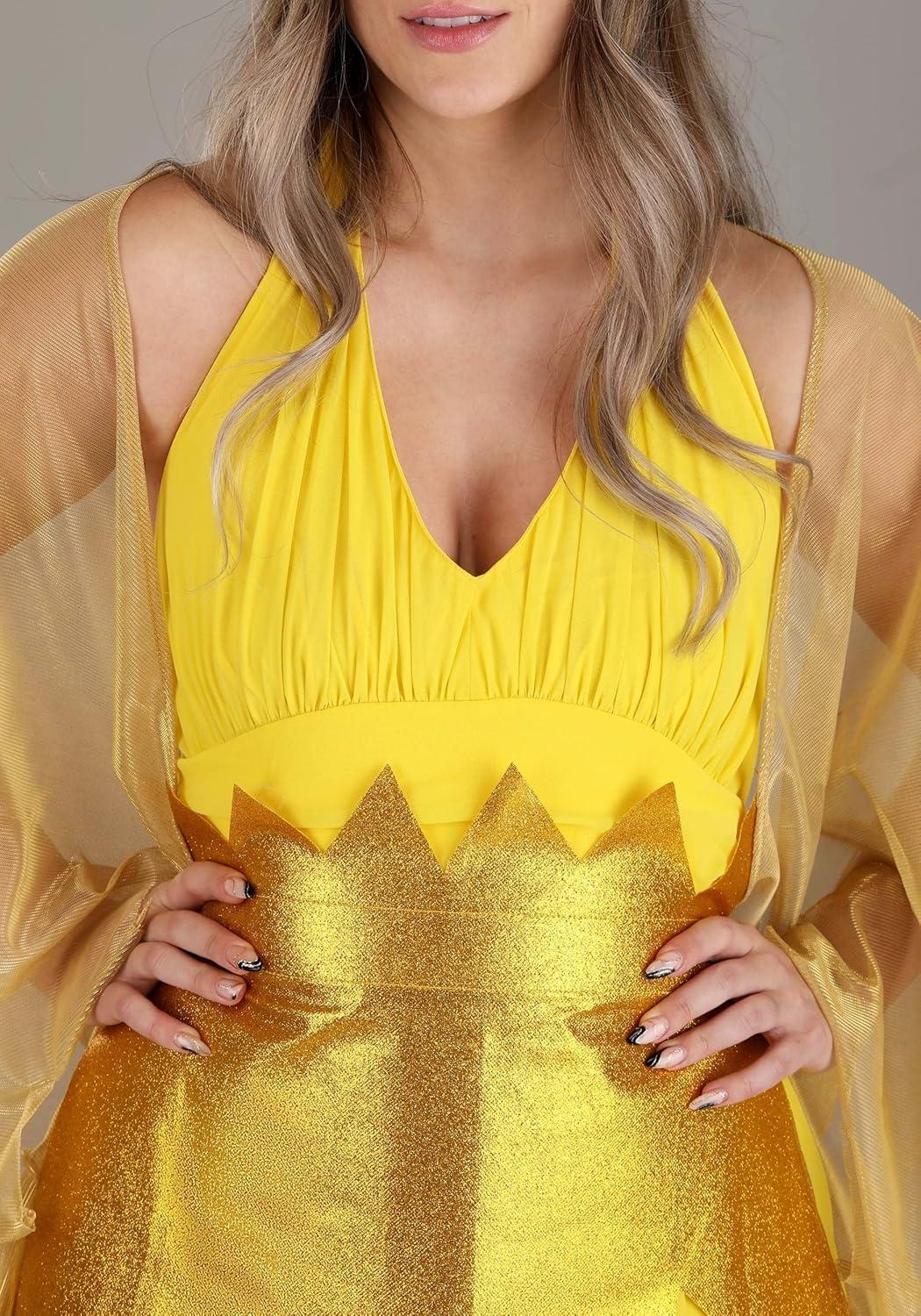 image:imageSun Goddess Costume for Women Halter Dress with Cape Belt and Headband