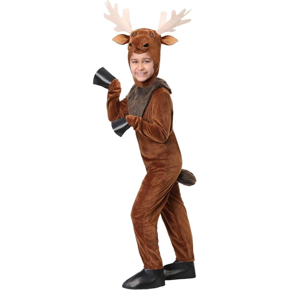 image:imageChild Mighty Moose Halloween Costume Jumpsuit Headpiece Cloven Hooves Moose Theme Dress Up Outfit for Kids