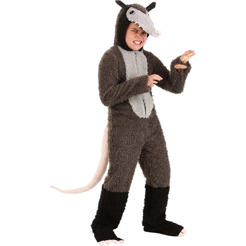 image:imageFuzzy Possum Kids Costume Hooded Jumpsuit and Shoe Covers