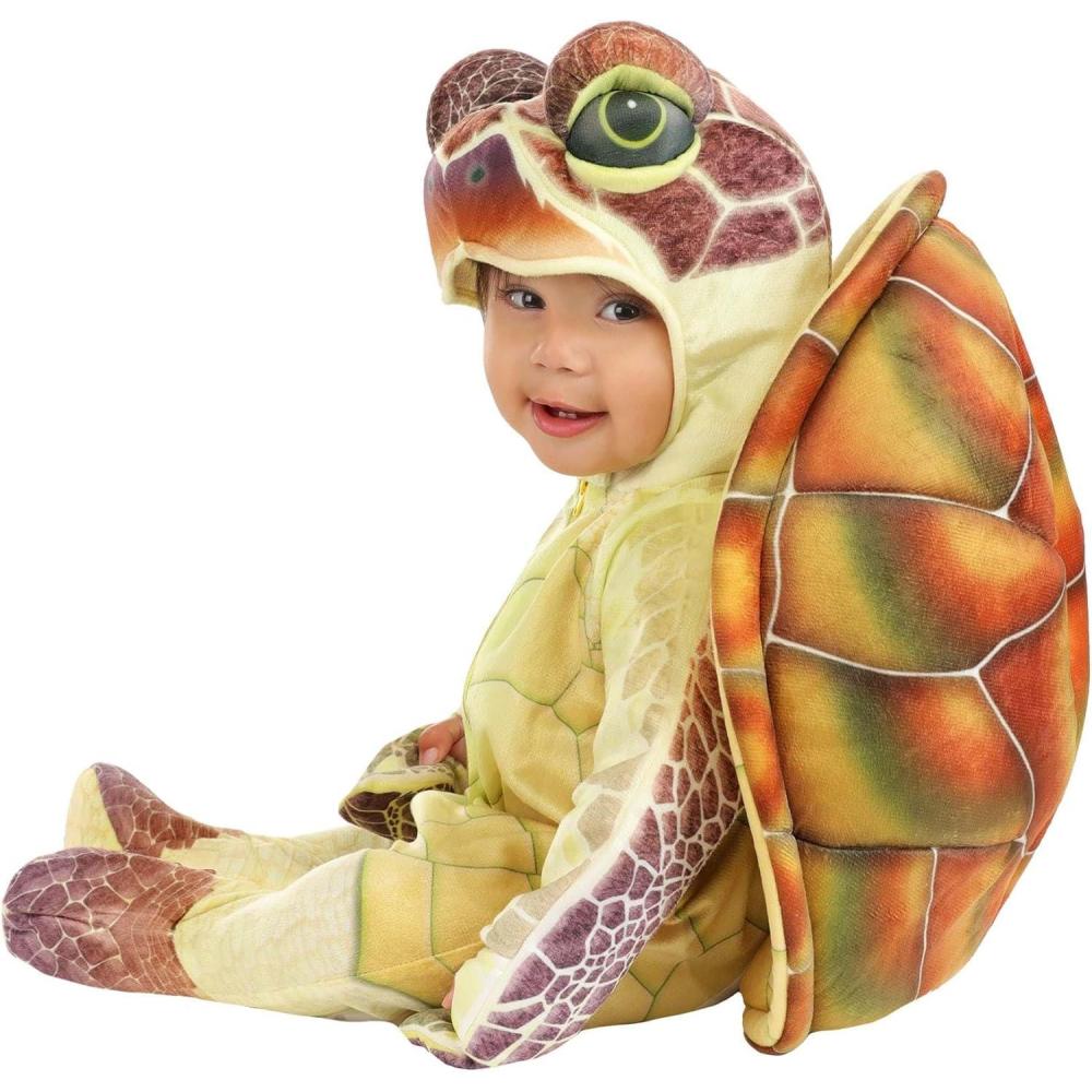 image:imageInfant Sea Turtle Costume with Hooded Jumpsuit Mitts Shoe Covers and Shell for Halloween and Play Pretend Dress Up