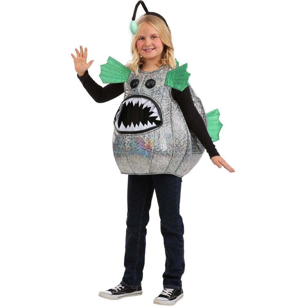 image:imageKids Anglerfish Halloween Costume  Tunic with Glow Antenna Headband Deep Sea Ocean Animal Outfit for Dress Up