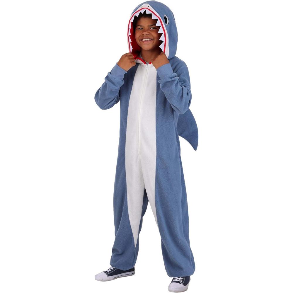 image:imageKids Gray Shark Costume Jumpsuit with Hood Teeth amp Fin Sea Creature Outfit for Halloween amp Dress Up