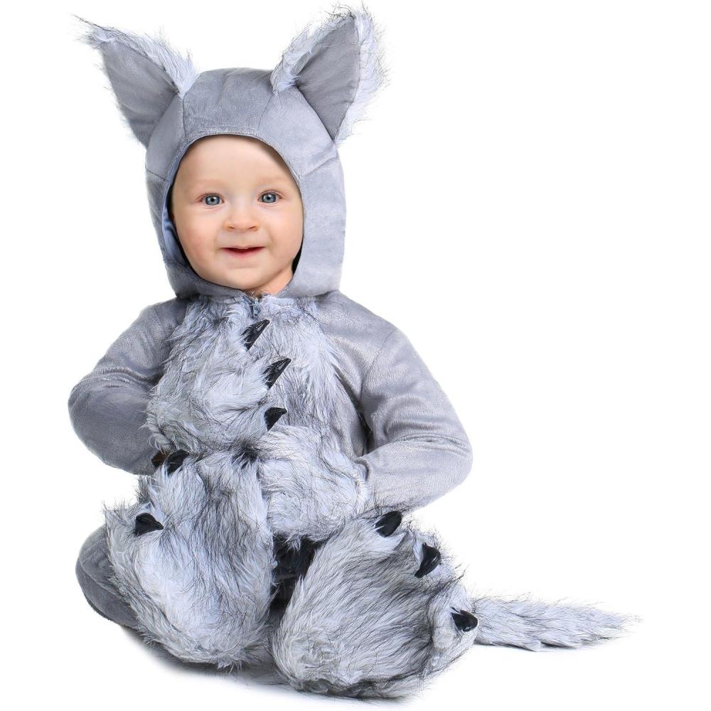 image:imagePlayful and Cozy Infant Wolf Costume Soft and Fuzzy Halloween Jumpsuit