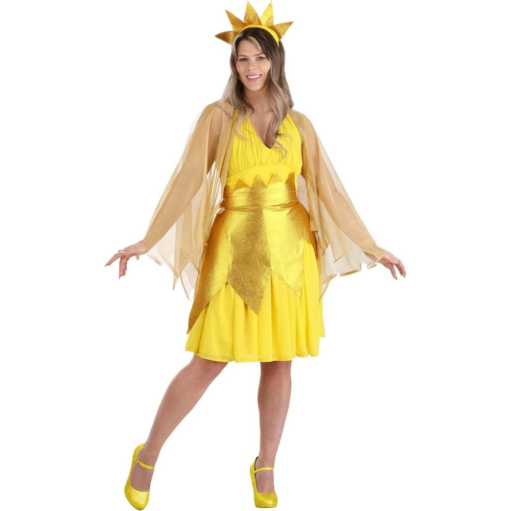image:imageSun Goddess Costume for Women Halter Dress with Cape Belt and Headband