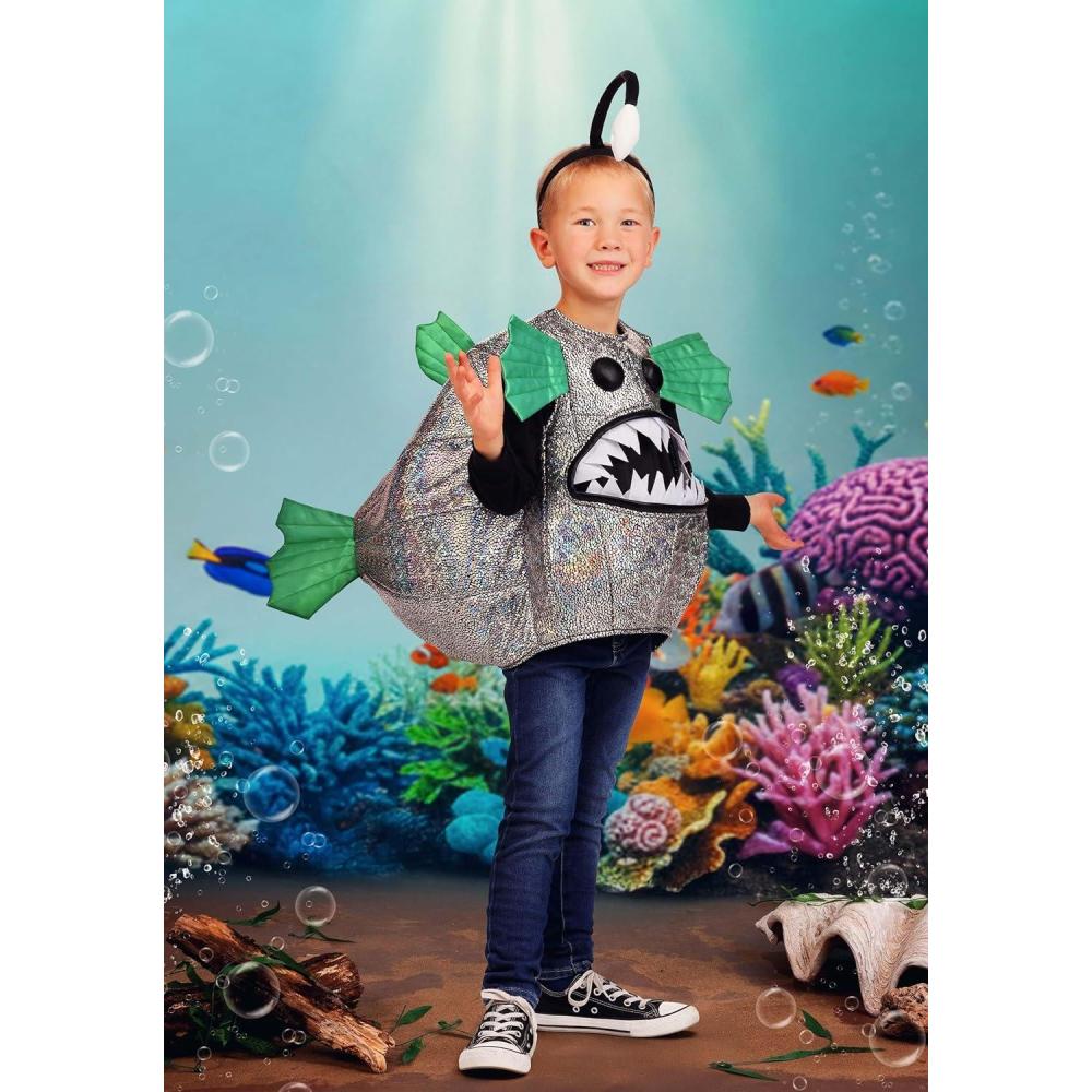 image:imageToddler Anglerfish Halloween Costume  Animal Outfit Tunic with Glow In The Dark Antenna Headband for Dress Up