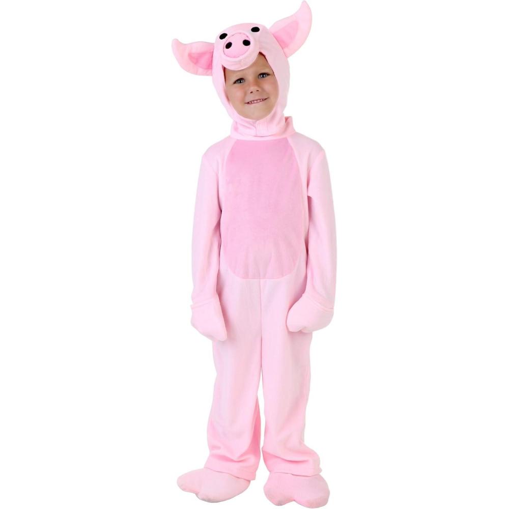 image:imageToddler Pig Costume Velour Jumpsuit with Mitts Headpiece and Booties