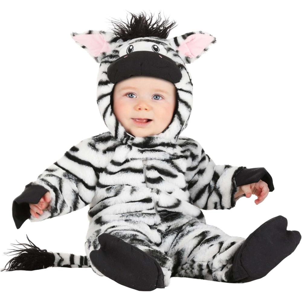 image:imageZebra Costume for Infants Hooded Jumpsuit with Tail and Booties