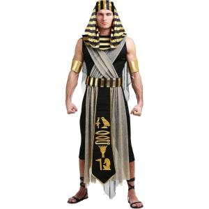 Fun Costumes Adult All Powerful Pharaoh Costume For Men, Black and Gold Egyptian Ruler Halloween Outfit(All Powerful Pharaoh Costume)