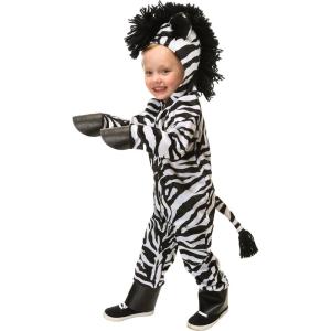 Fun Costumes Child Wild Zebra Costume Jumpsuit with Tail, Hood, Mane, Ears, & Hooves