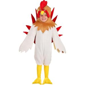 Fun Costumes Rooster Toddler Costume with Faux Fur Jumpsuit, Wing-Shaped Sleeves, and Elastic Cuffs