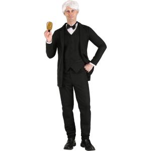 Fun Costumes Thomas Edison Costume for Men(Black)