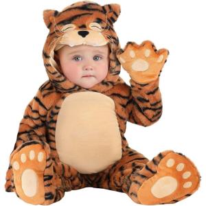 Soft Striped Tiger Jumpsuit with Hood, Ears, Tail, and Booties