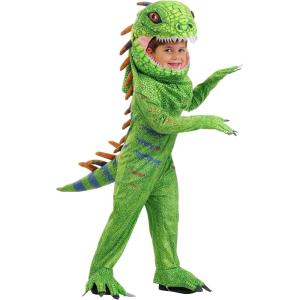Toddler Green Iguana Costume for Kids with Jumpsuit and Headpiece | Lizard Reptile Halloween Animal Outfit