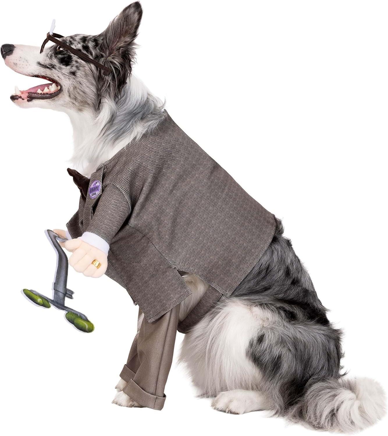 image:imageDisney Pixar Up Carl Pet Costume Dog Outfit with Jacket Shirt Pants Cane Badge and Glasses for Halloween LL